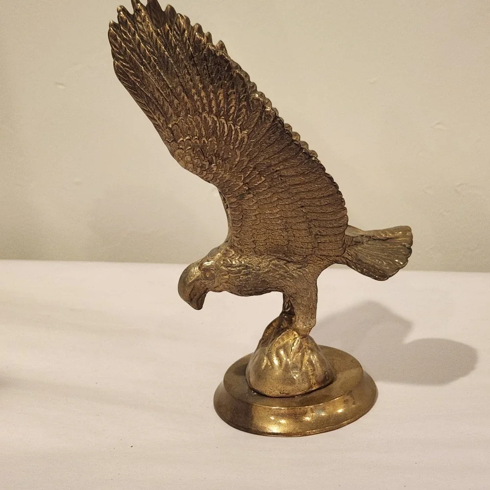 Vintage Brass American Eagle Patriotic Statue Paperweight Sculpture